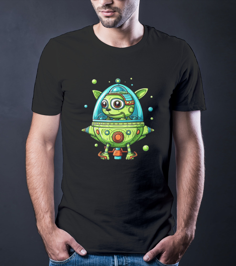 Whiz Flying The Dog Bowl UFO Spaceship Adventure T-Shirt