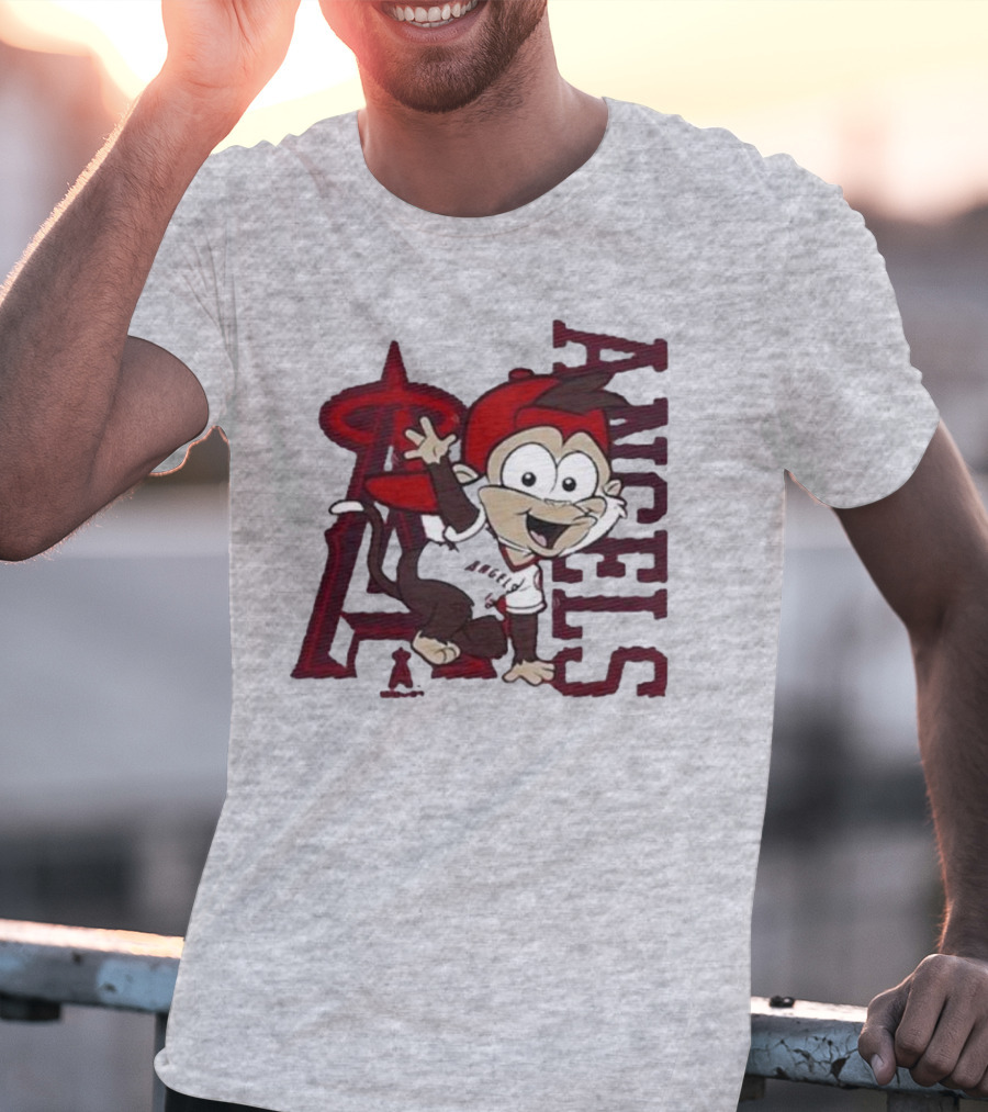 Los Angeles Angels Infant Mascot 2.0 Cheerful Cartoon Character With Iconic Logo And Text 'Angels' T-Shirt