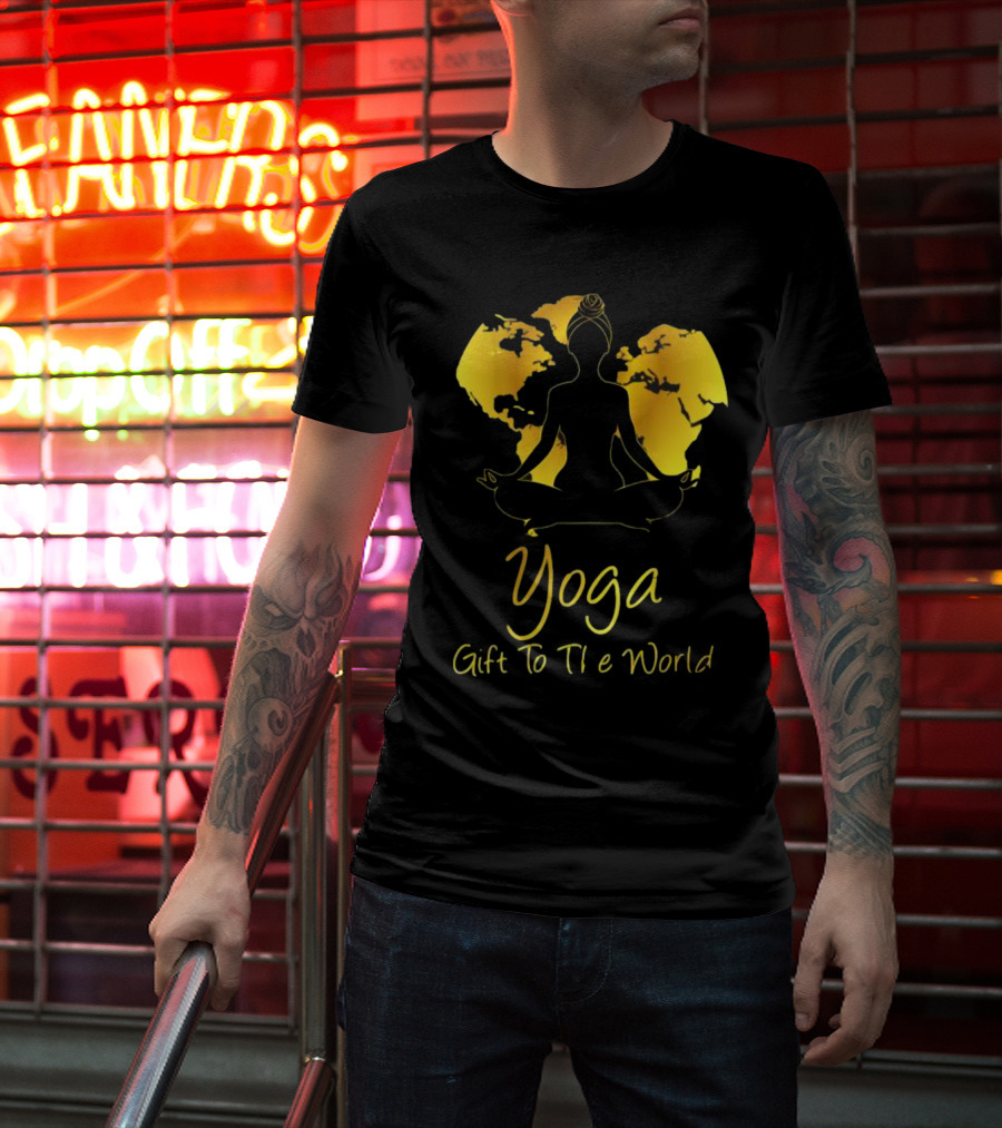 Yoga Gift To The World Globe Silhouette Meditation T-Shirt