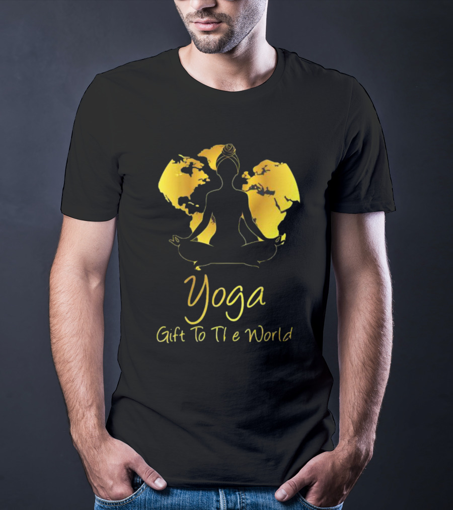 Yoga Gift To The World Globe Silhouette Meditation T-Shirt