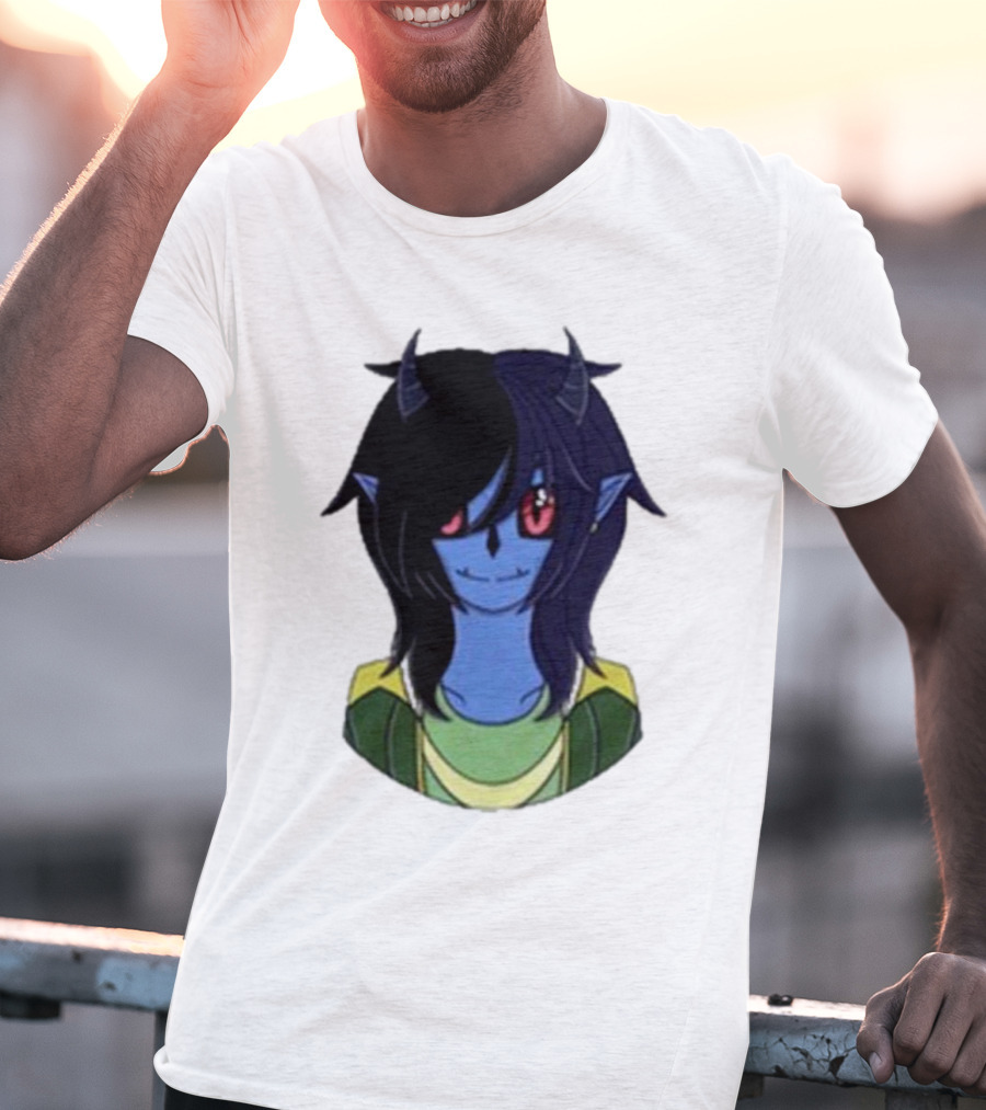 Zombicplayz's Anime-Style Blue Demon Character With Red Eyes And Horns T-Shirt