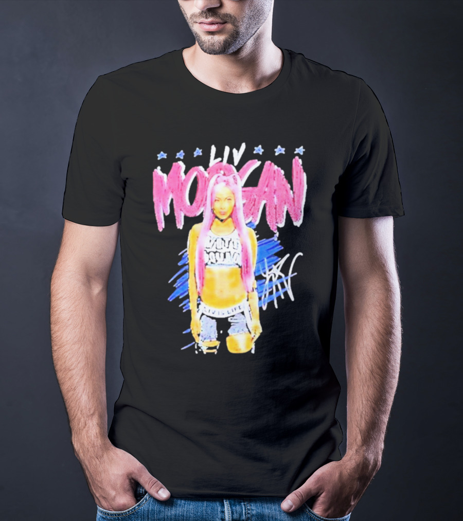 Liv Morgan Pop Signature Blue Stars T-Shirt