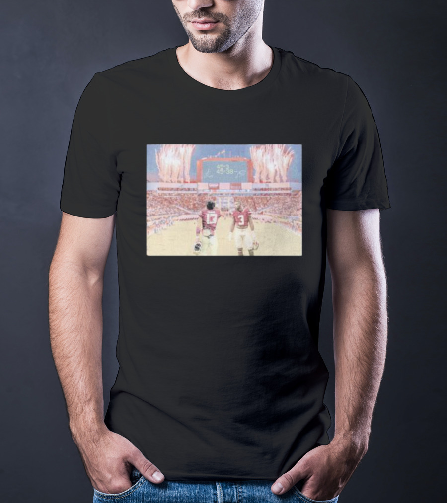 Trey Benson State Champs Collab 45-38 Football Victory Celebration WHT T-Shirt