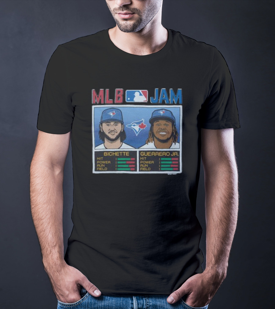MLB Jam Toronto Blue Jays Bichette Guerrero Jr Baseball Card T-Shirt