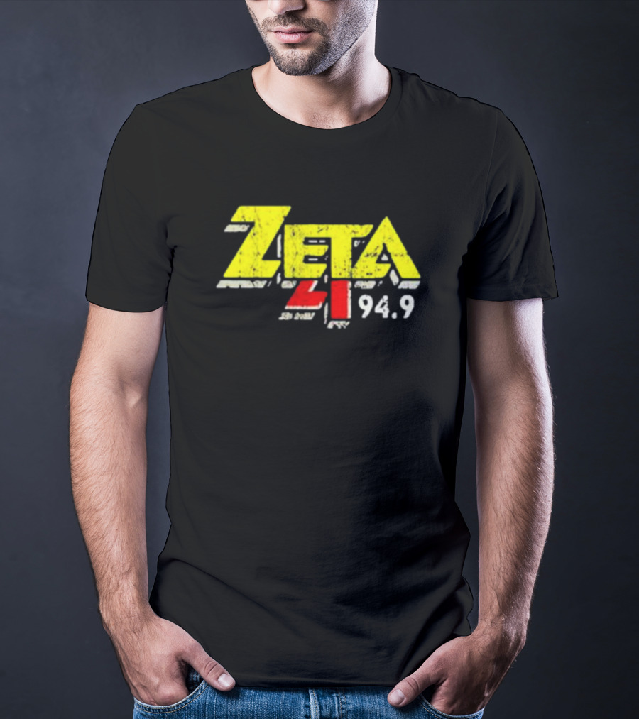 Zeta 41 Radio 94.9 Distressed Yellow T-Shirt