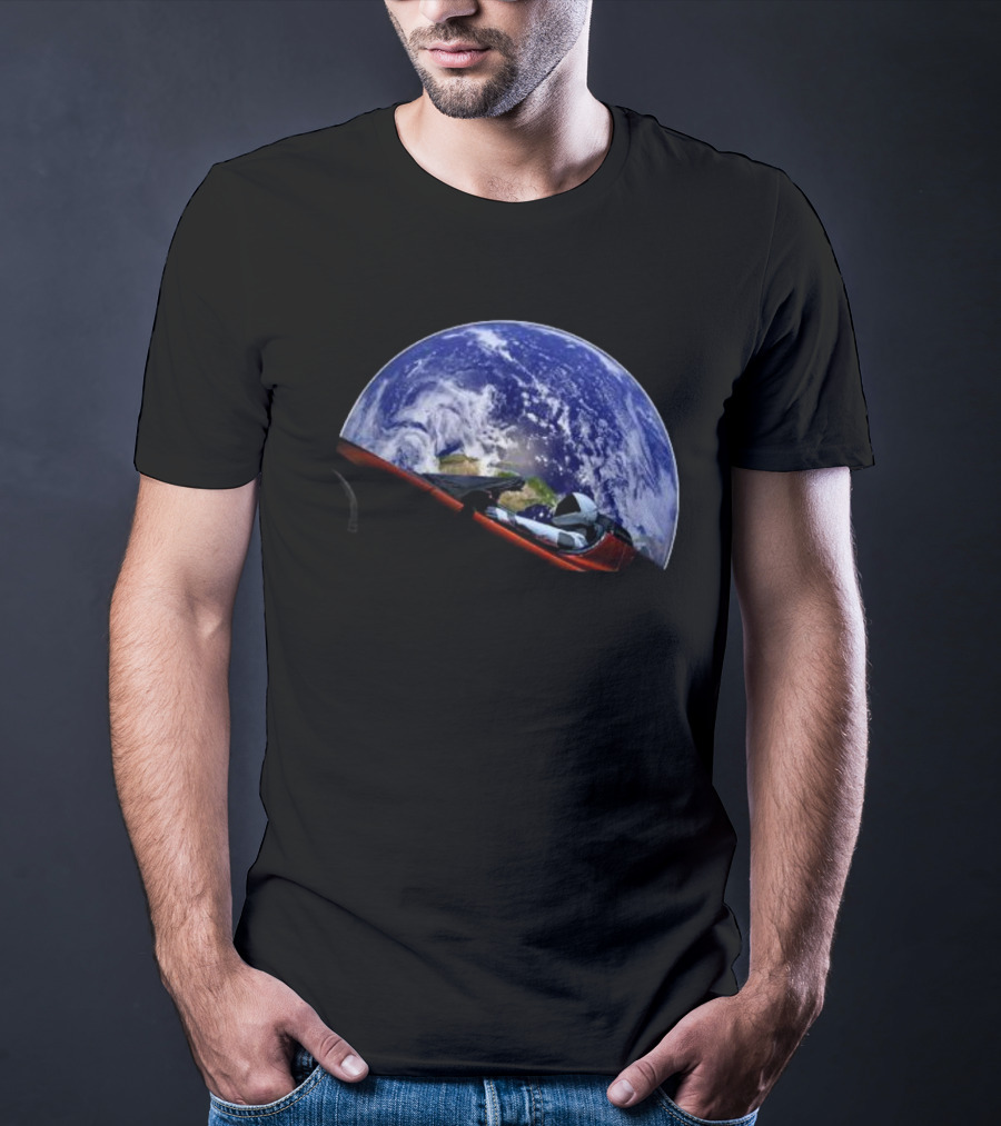 Elon Musk SpaceX Starman Earth Background T-Shirt