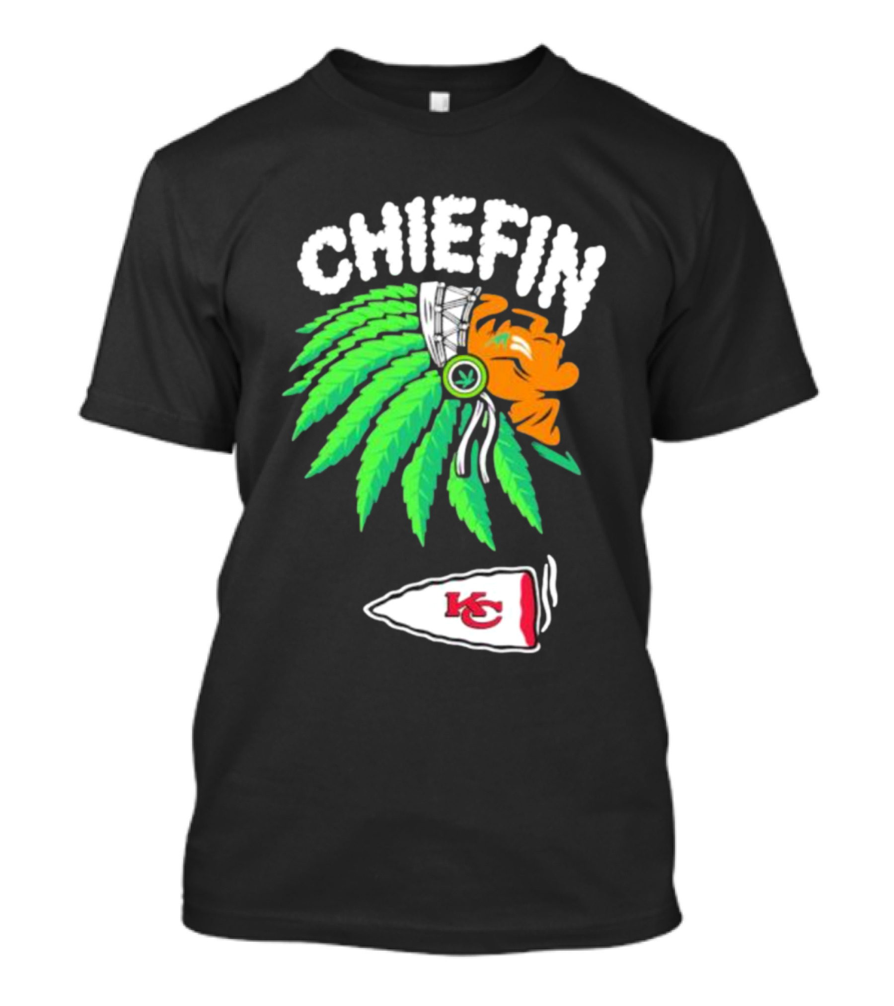 Kansas City Chiefs Chiefin Native Headdress Football T-Shirt