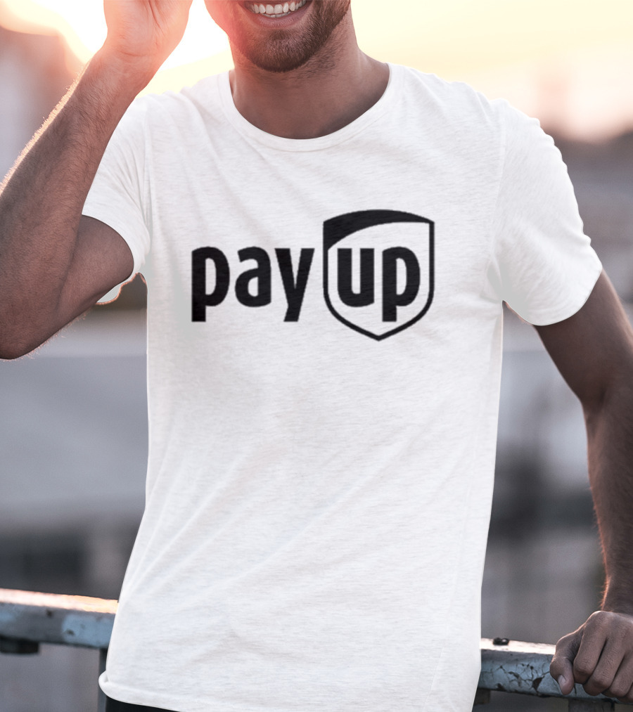 Sean M. O’Brien Pay Up Shield Inspired Text Motif T-Shirt