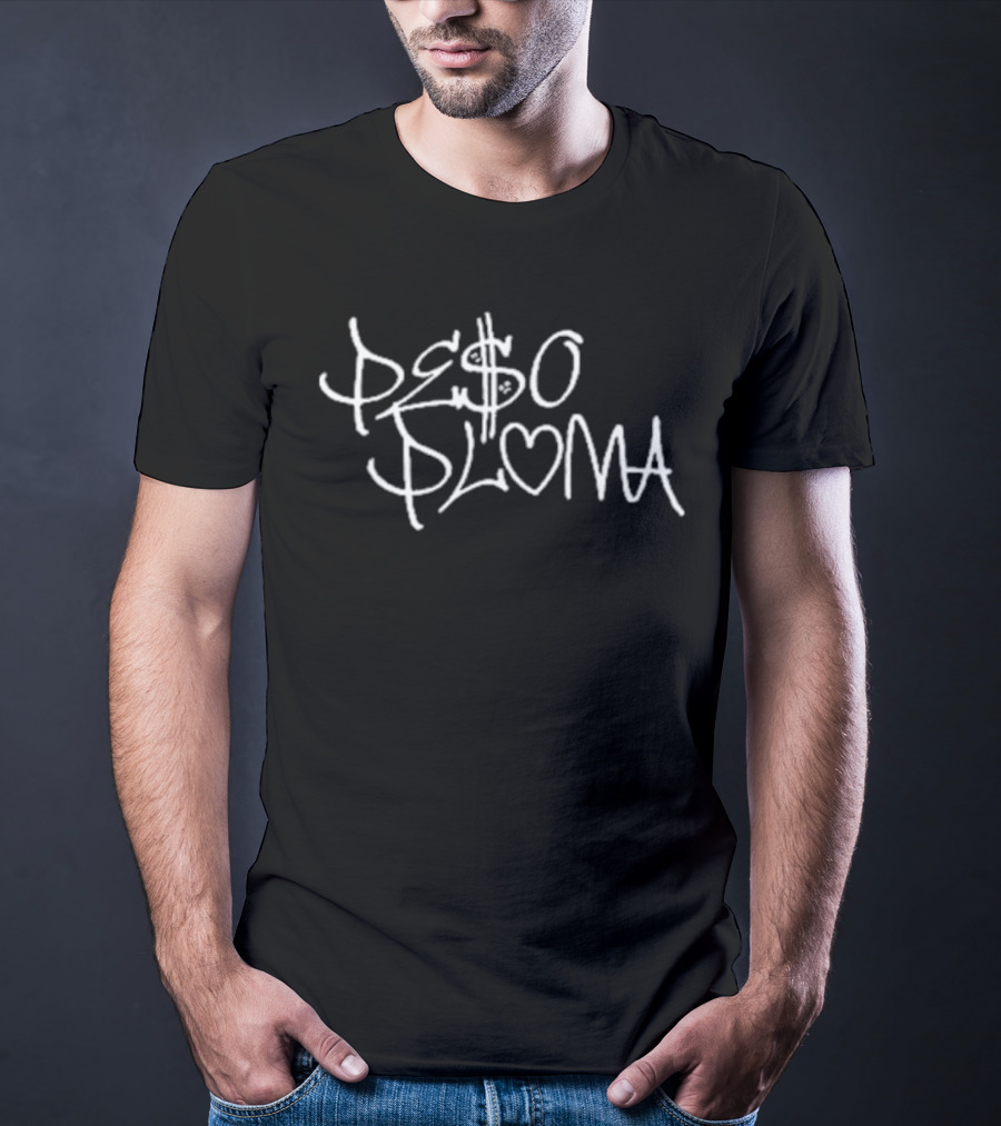PE$O PLUMA Graffiti Style Text With Heart Symbolization T-Shirt