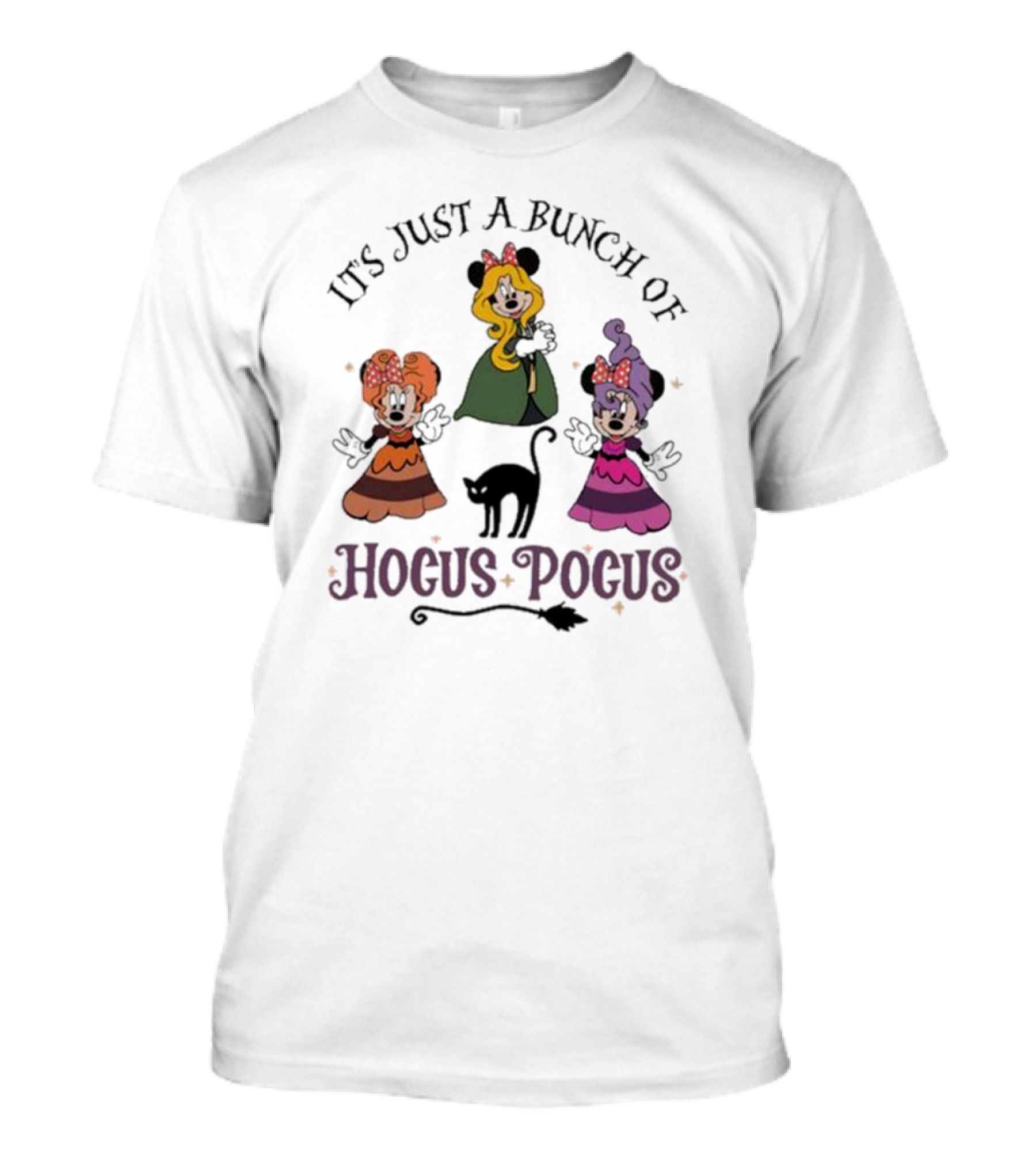 Disney Mickey It's Just A Bunch Of Hocus Pocus Halloween Black Cat Trio T-Shirt