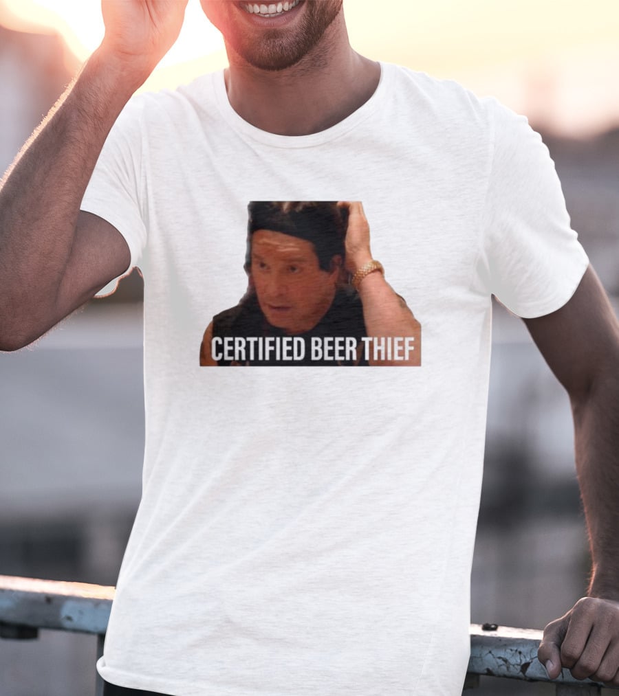 CERTIFIED BEER THIEF Iconic Celebrity Image T-Shirt