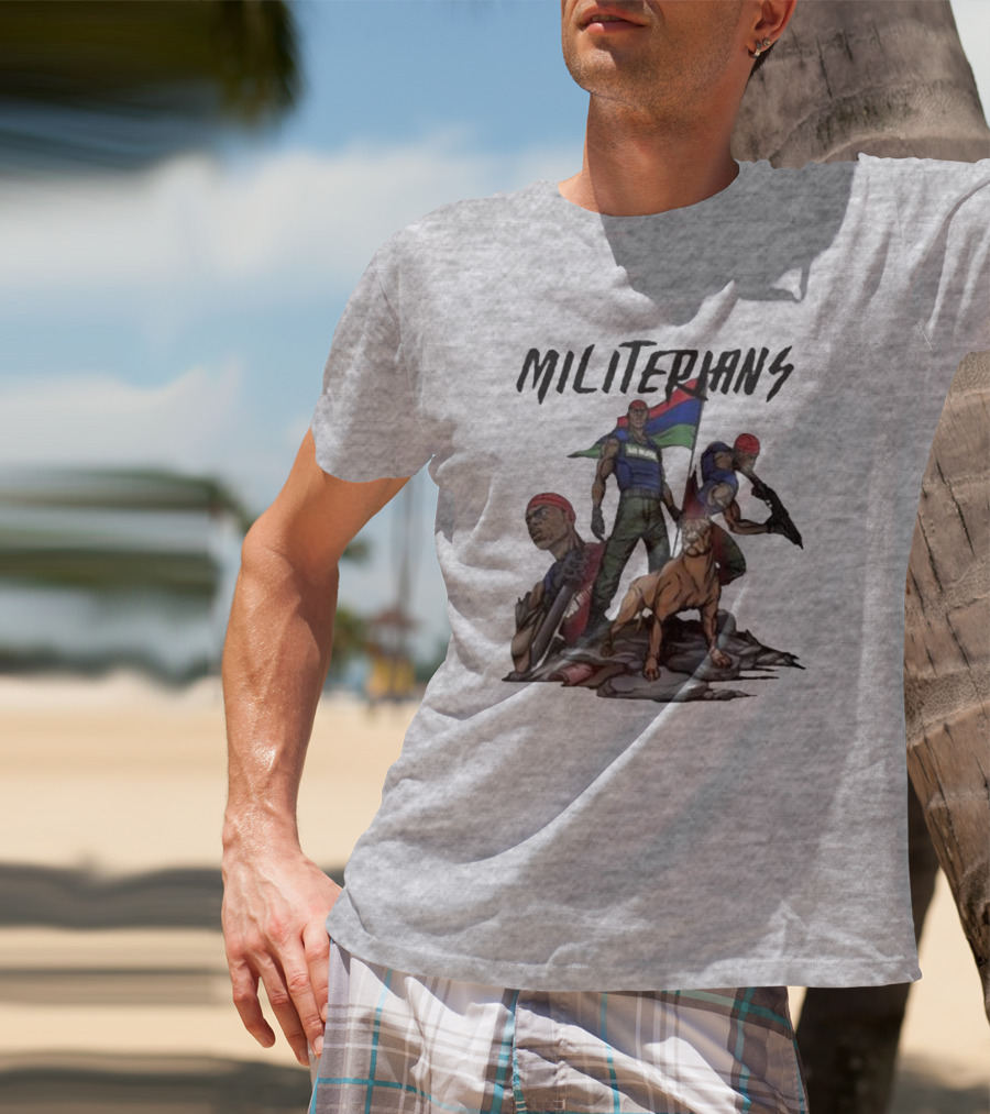 J Hus Merch Militerians Militant Style With Red Bandanas And Guard Dog T-Shirt