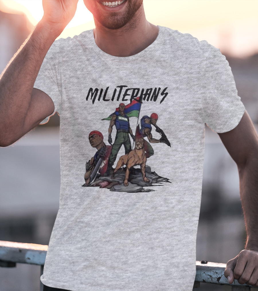 J Hus Merch Militerians Militant Style With Red Bandanas And Guard Dog T-Shirt