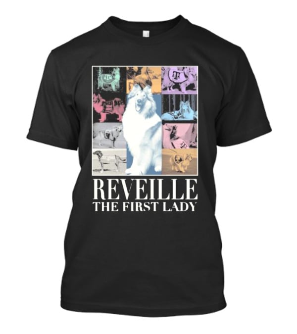 Reveille The First Lady Texas A&M Colorful Collage T-Shirt