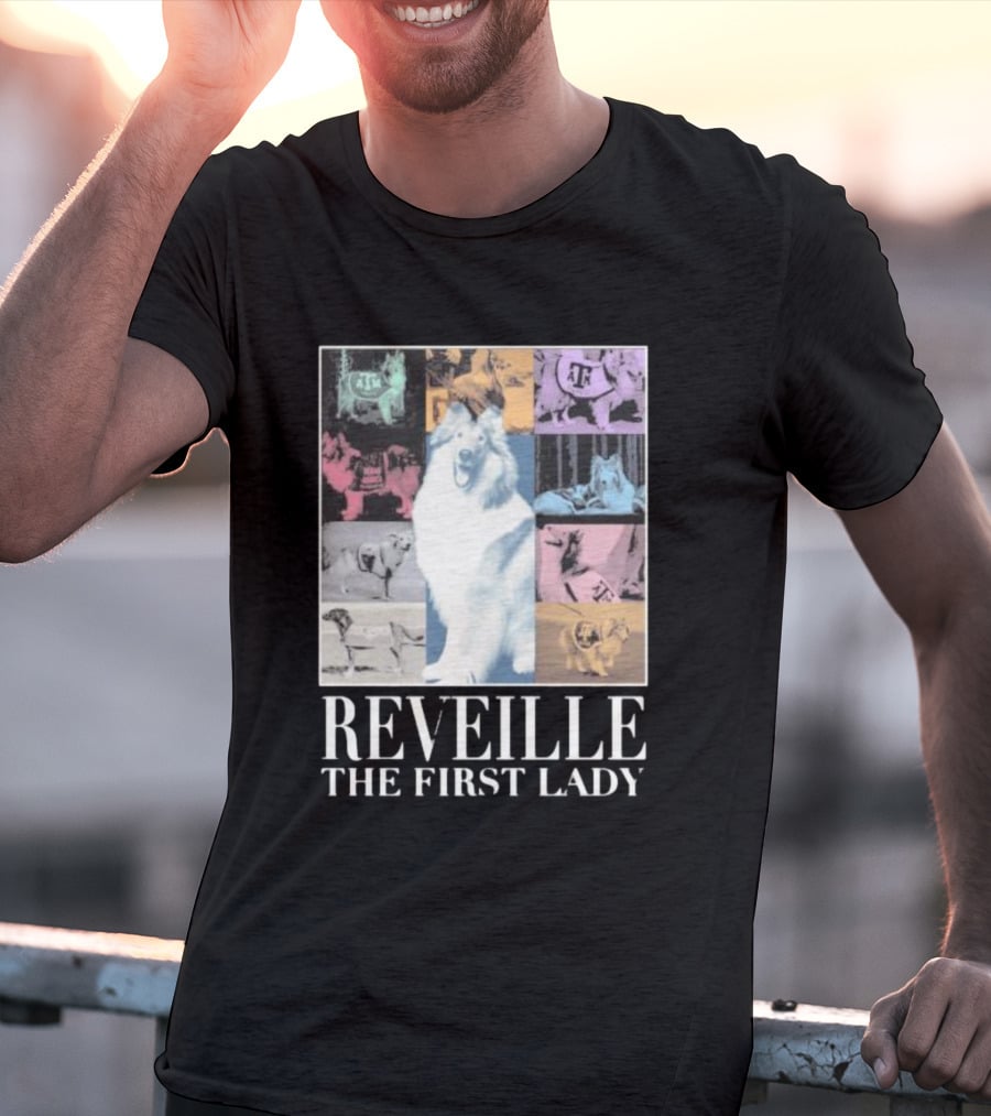 Reveille The First Lady Texas A&M Colorful Collage T-Shirt