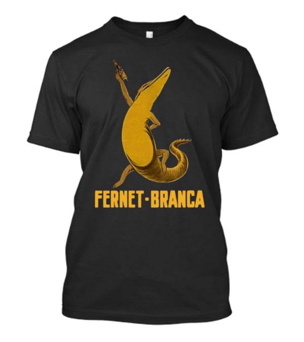 Fernet Branca Crocodile Holding Bottle Iconic Beverage T-Shirt