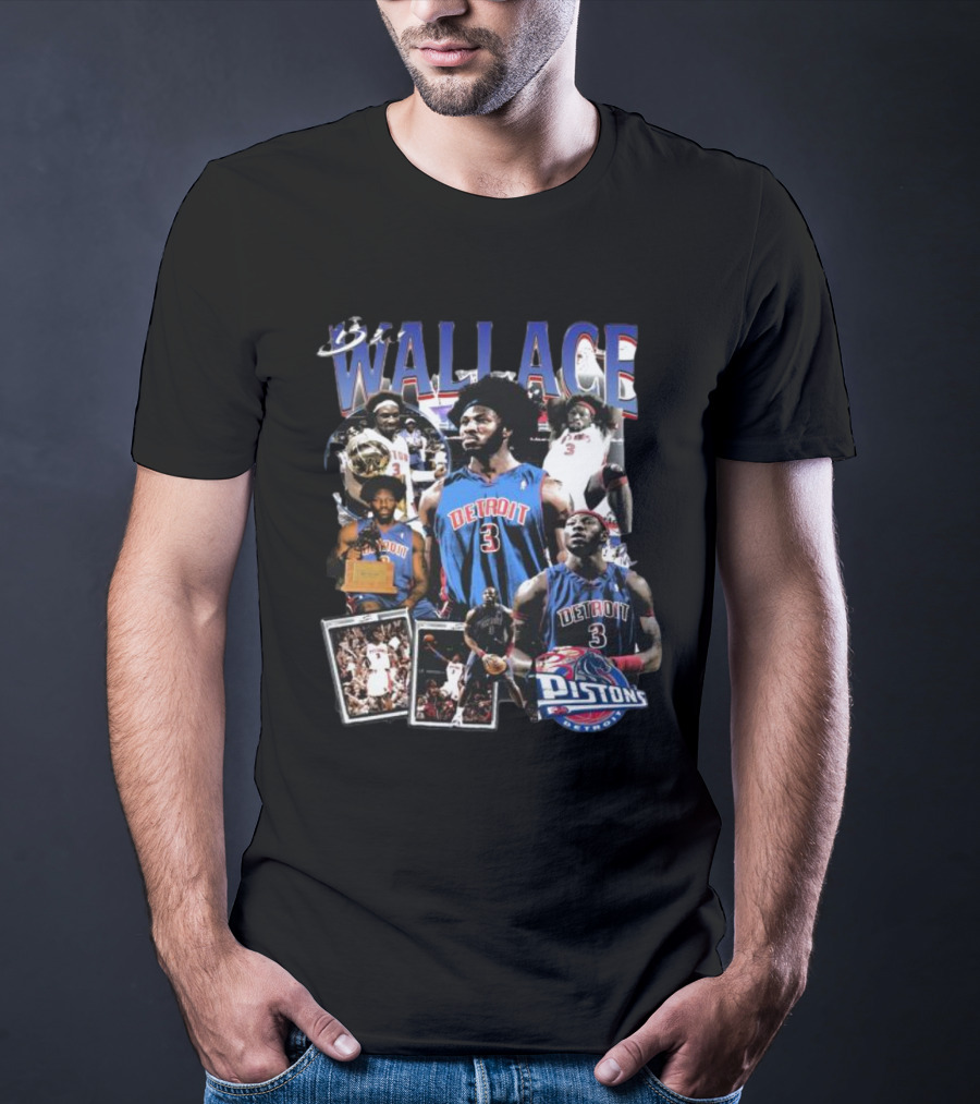 Ben Wallace Detroit Pistons Basketball Legends Collage T-Shirt