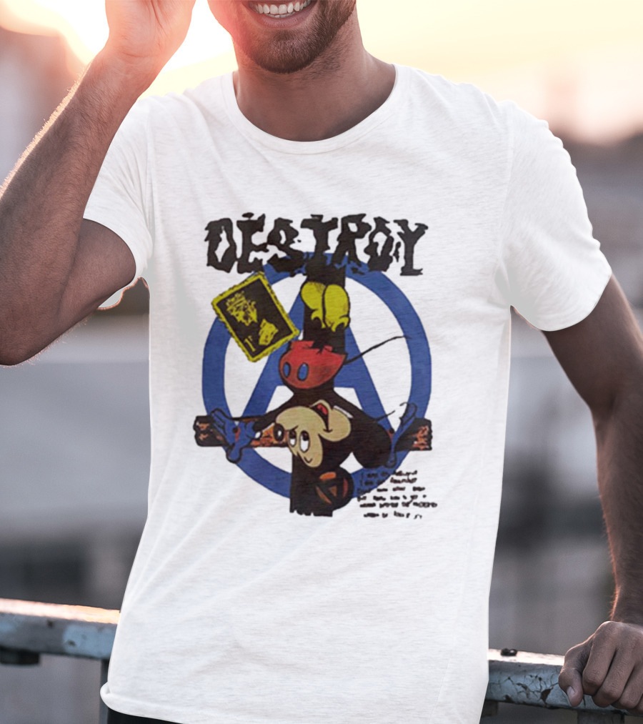 Destroy Crucified Mickey Mouse With Anarchy Symbol Seditionaries T-Shirt