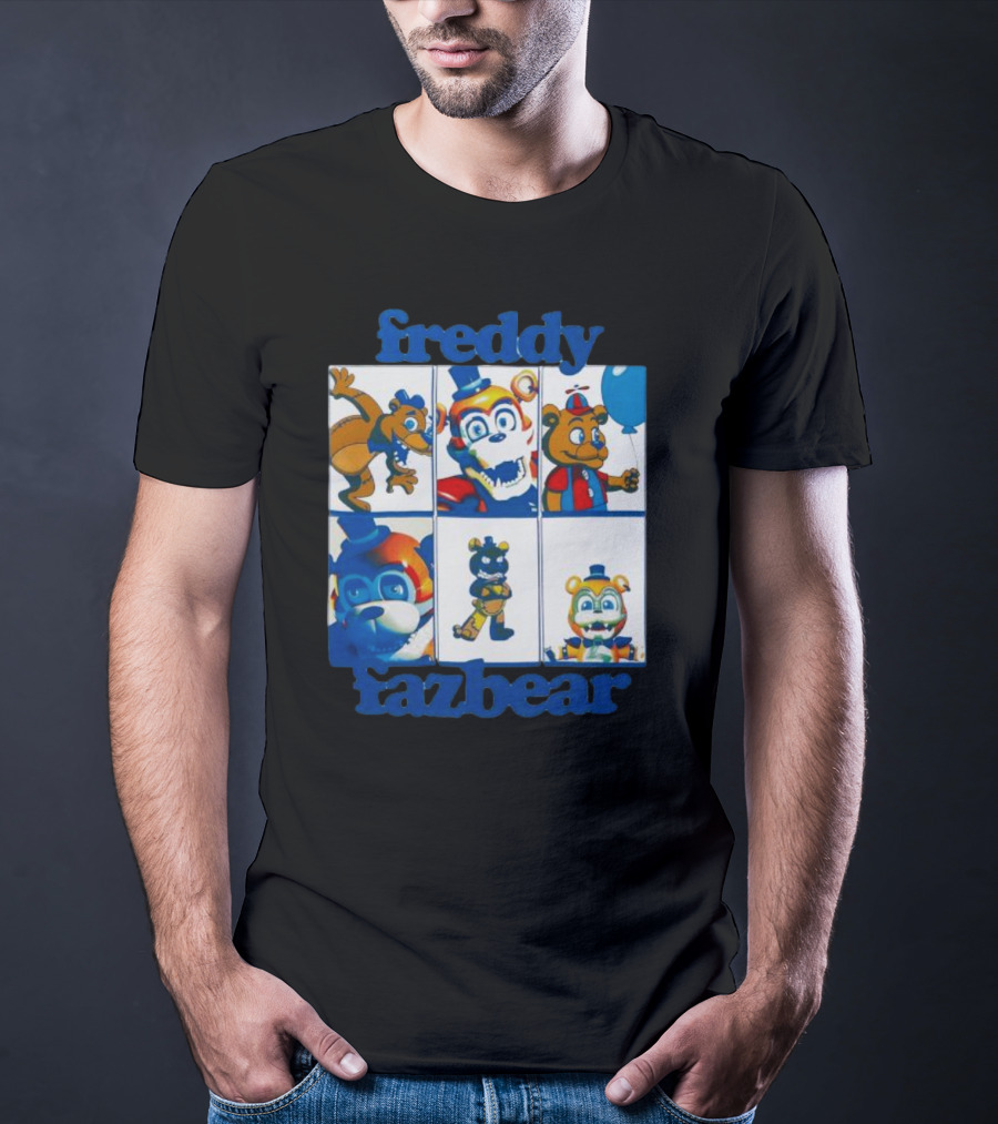 Freddy Fazbear Animated Comic Style Grid Boyfriend Fit Girls T-Shirt