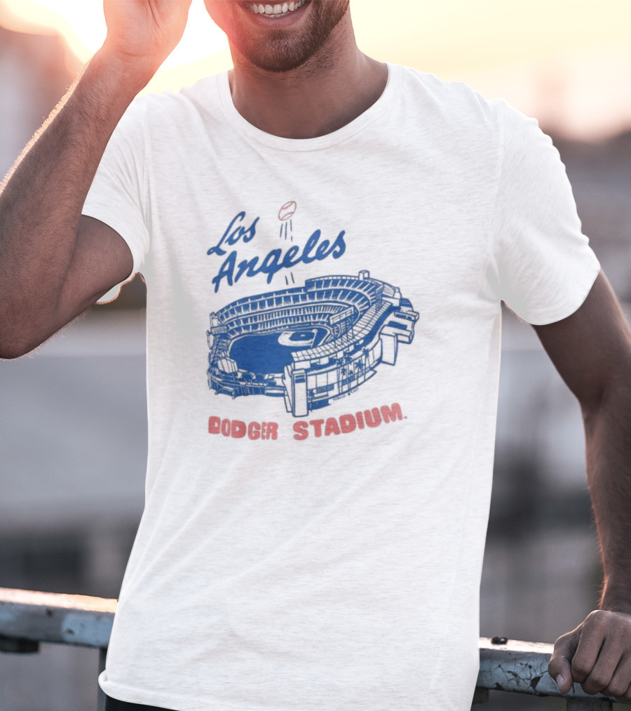 Los Angeles Dodger Stadium Homage Tri-Blend Gray T-Shirt
