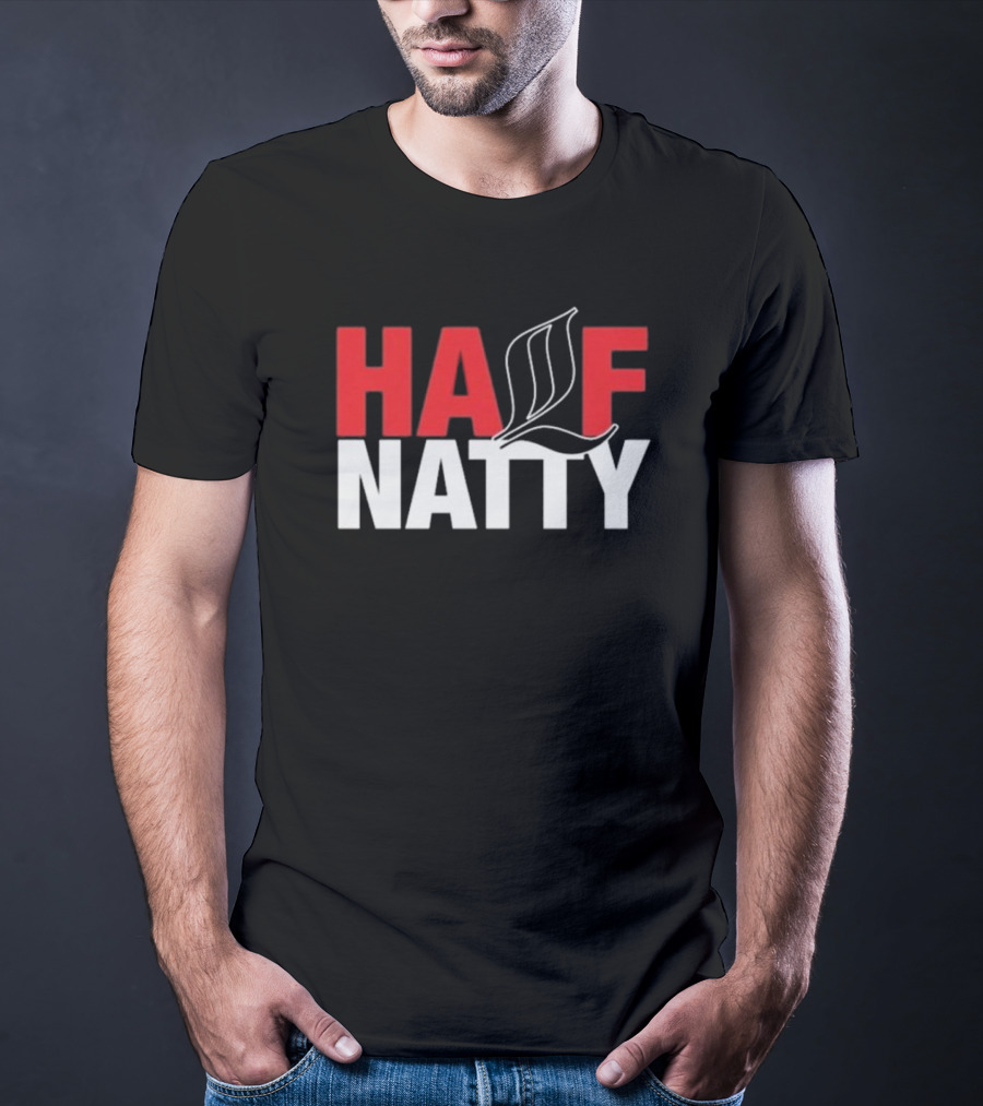 HALF NATTY Gym Bodybuilding Styled Leaf Motif T-Shirt