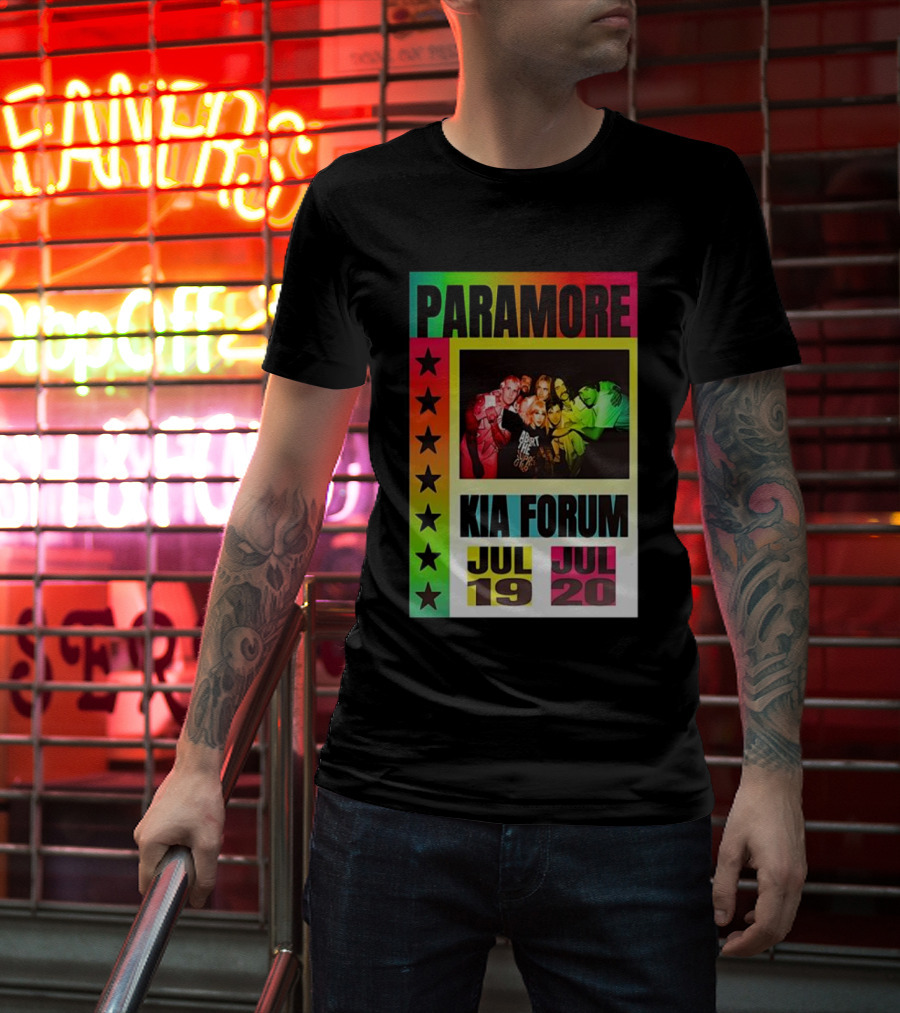 Paramore Kia Forum July 19 20 Starburst Neon Group T-Shirt