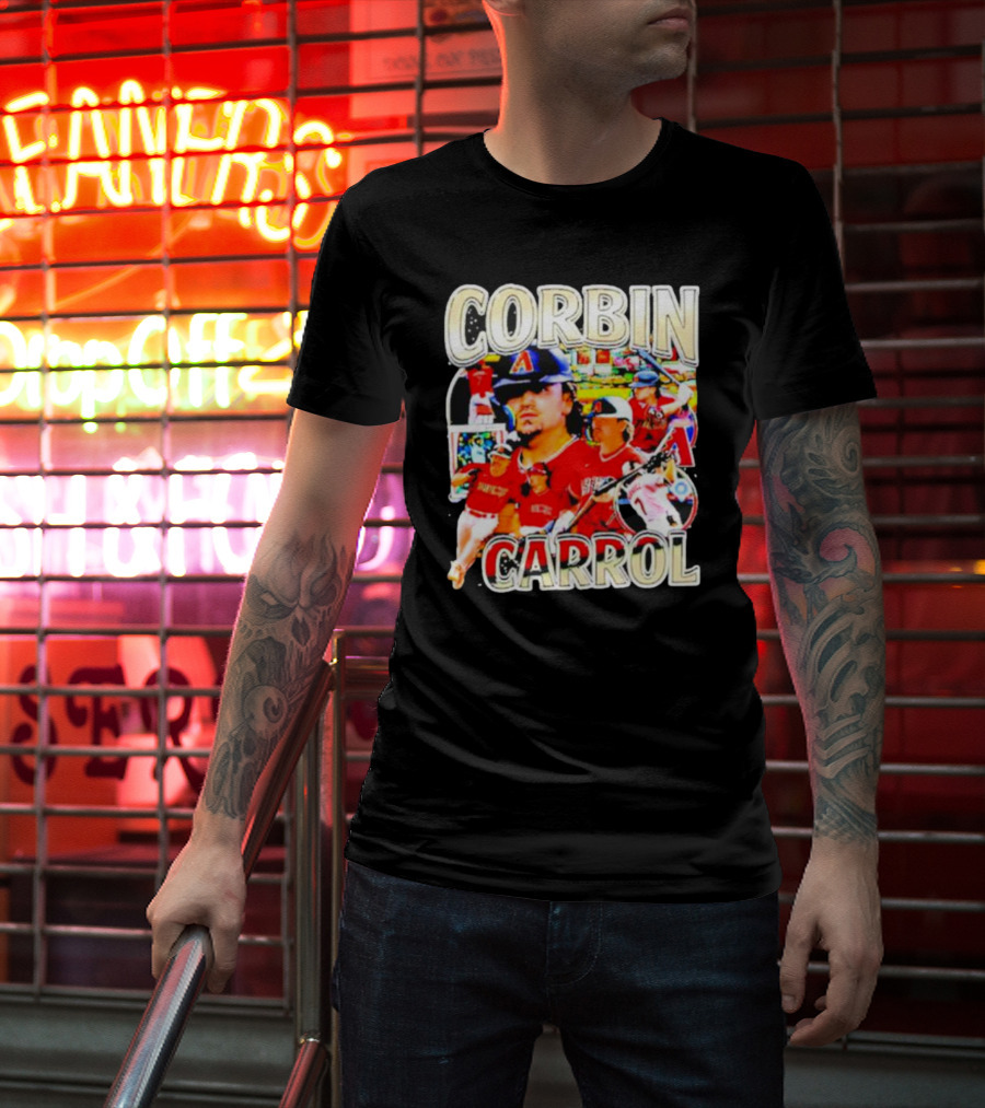CORBIN CARROL BASEBALL VINTAGE PLAYER ACTION COLLAGE T-Shirt