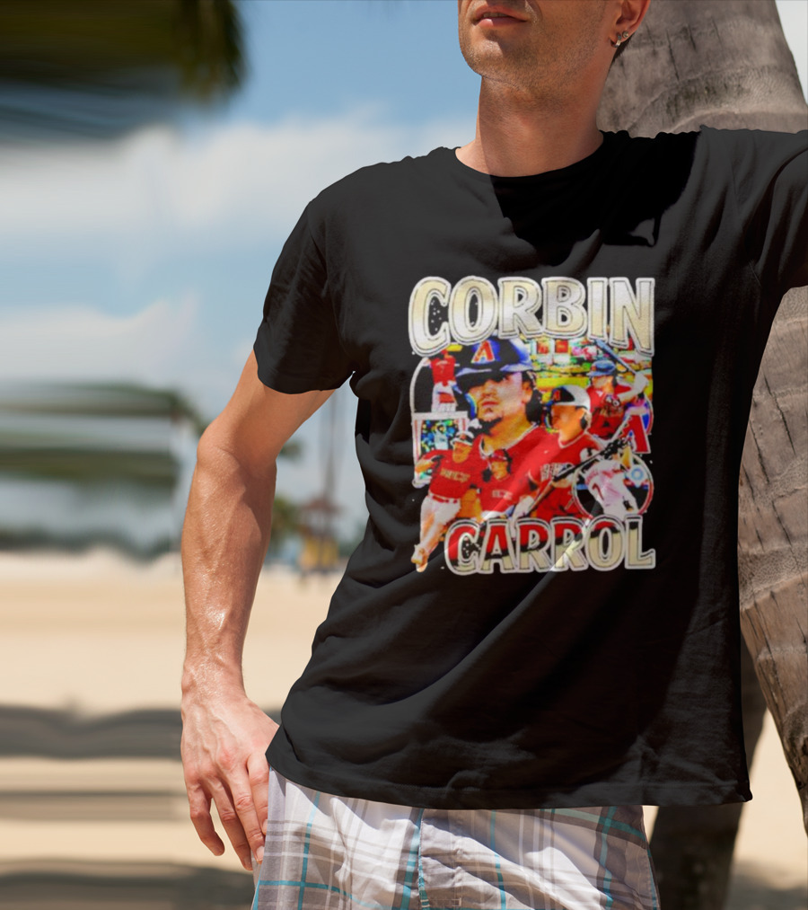 CORBIN CARROL BASEBALL VINTAGE PLAYER ACTION COLLAGE T-Shirt