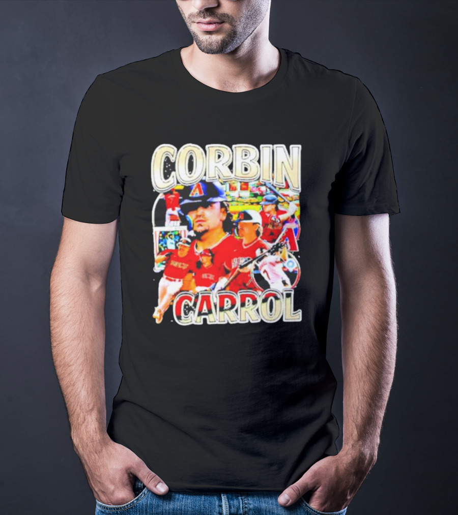 CORBIN CARROL BASEBALL VINTAGE PLAYER ACTION COLLAGE T-Shirt