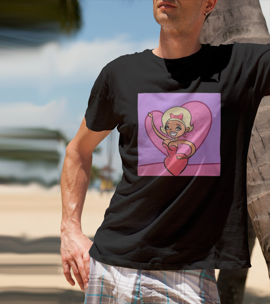 Jaymes Mansfield Cartoon Heart Outfit Pink Background T-Shirt
