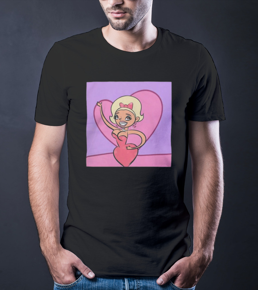 Jaymes Mansfield Cartoon Heart Outfit Pink Background T-Shirt