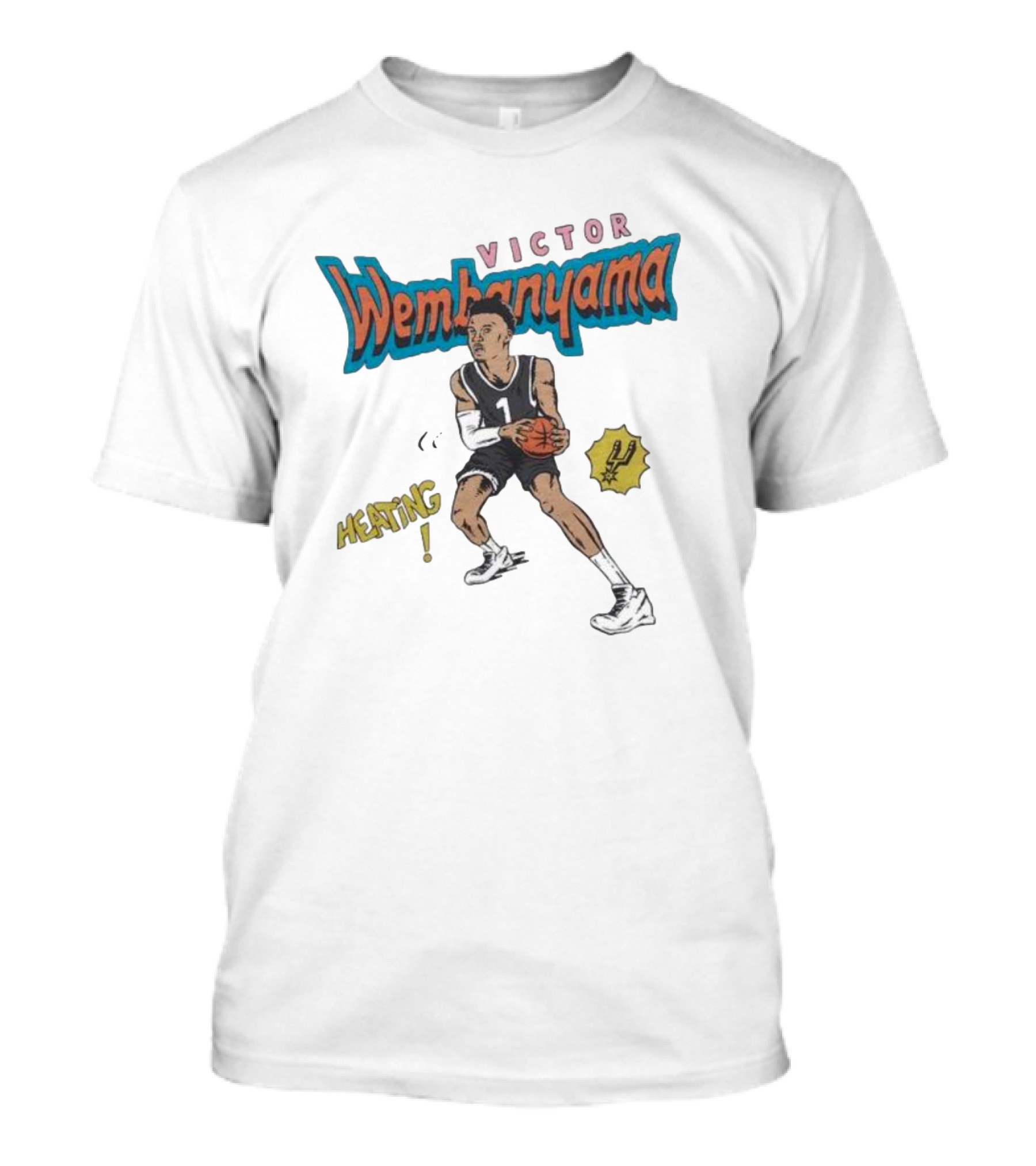 San Antonio Spurs Comic Book Victor Wembanyama Heating Basketball Player T-Shirt