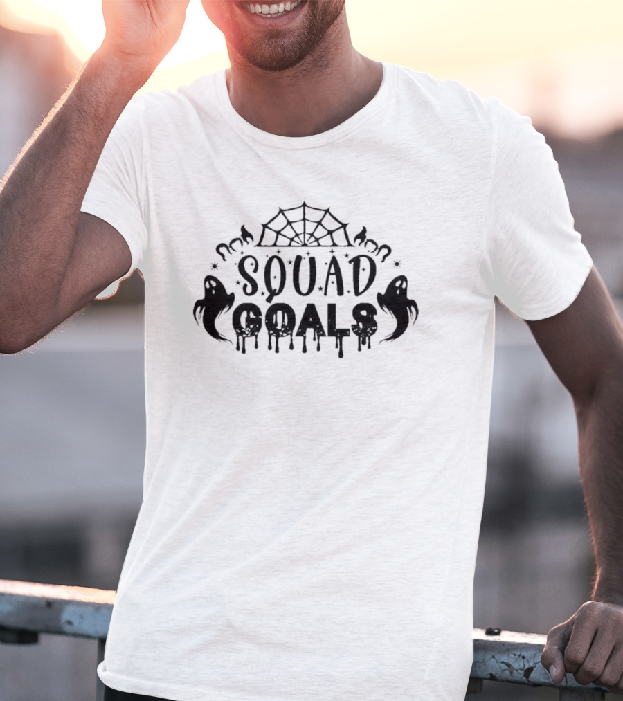 SQUAD GOALS Spooky Ghosts With Spider Web And Bats T-Shirt