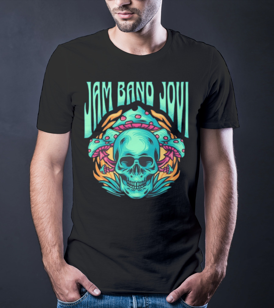 Jam Band Jovi Psychedelic Skull And Mushrooms T-Shirt