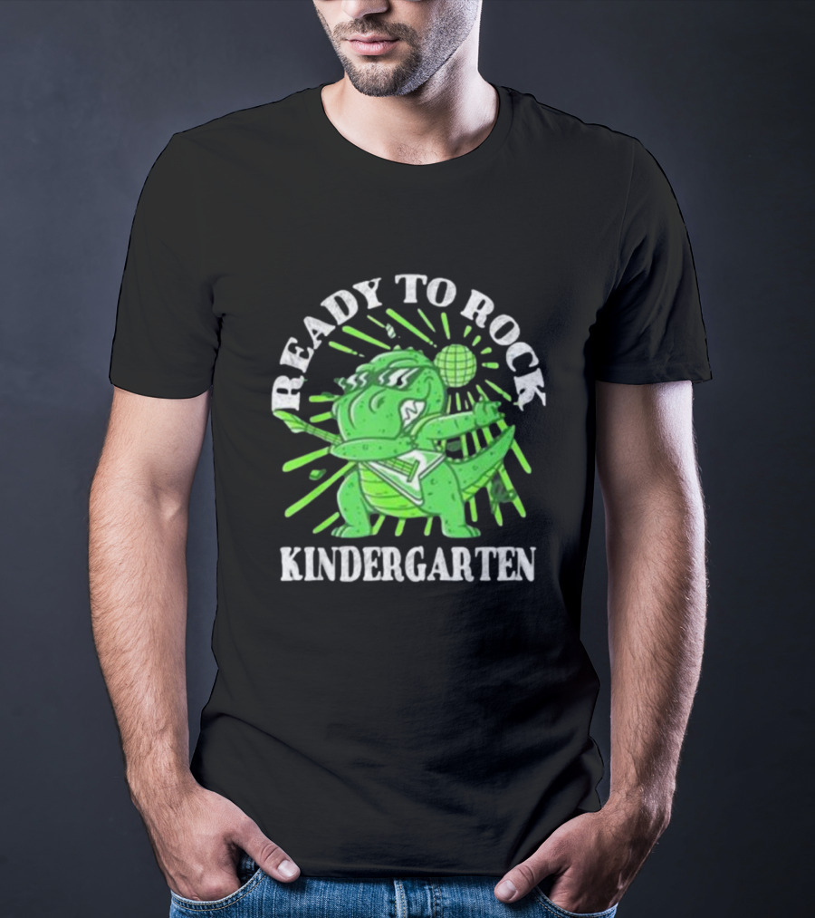 Ready To Rock Kindergarten Rex Guitar Disco Dinosaur T-Shirt