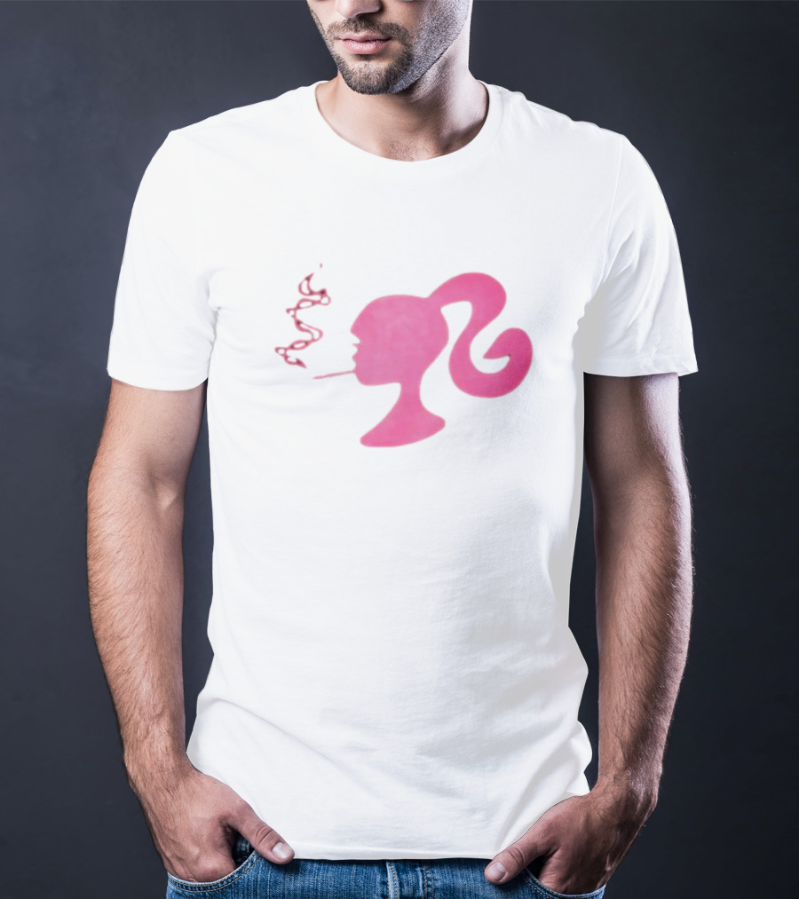 Smoking Pink Silhouette Barbie T-Shirt