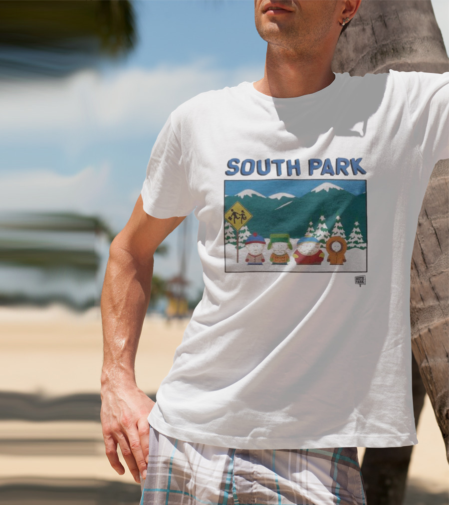 SOUTH PARK Characters In Winter Mountain Scene T-Shirt