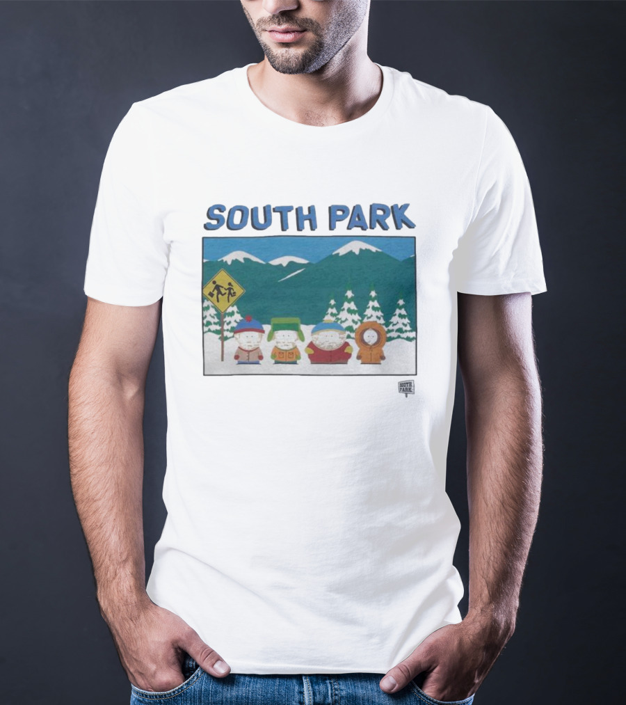 SOUTH PARK Characters In Winter Mountain Scene T-Shirt
