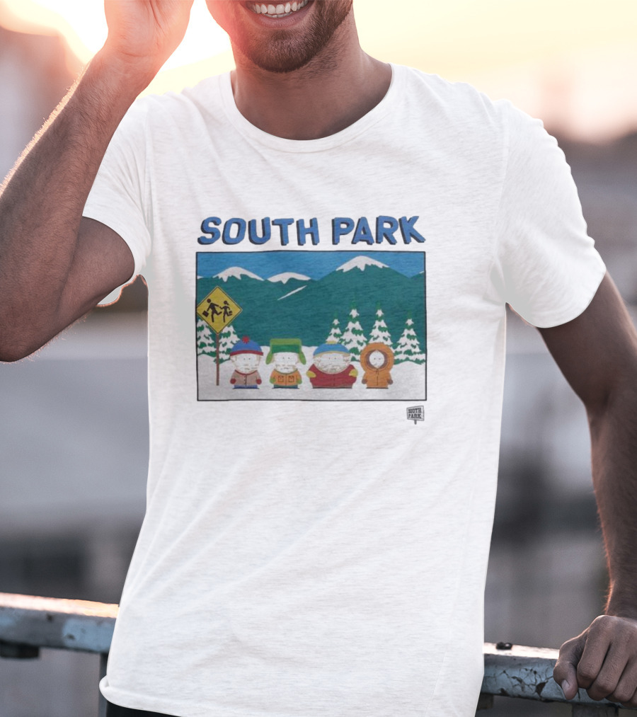 SOUTH PARK Characters In Winter Mountain Scene T-Shirt