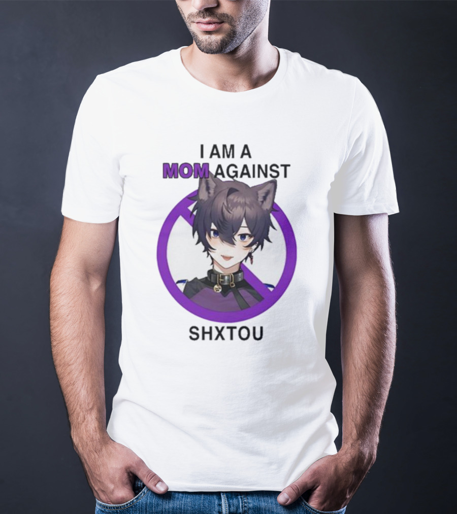 I Am A Mom Against Shxtou Character With Crossed Circle T-Shirt