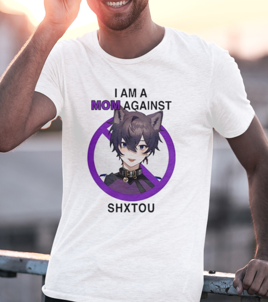 I Am A Mom Against Shxtou Character With Crossed Circle T-Shirt