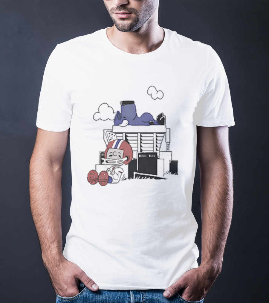 26 Shop Waiting The Season Football-Themed Nostalgic Cloud Scene T-Shirt