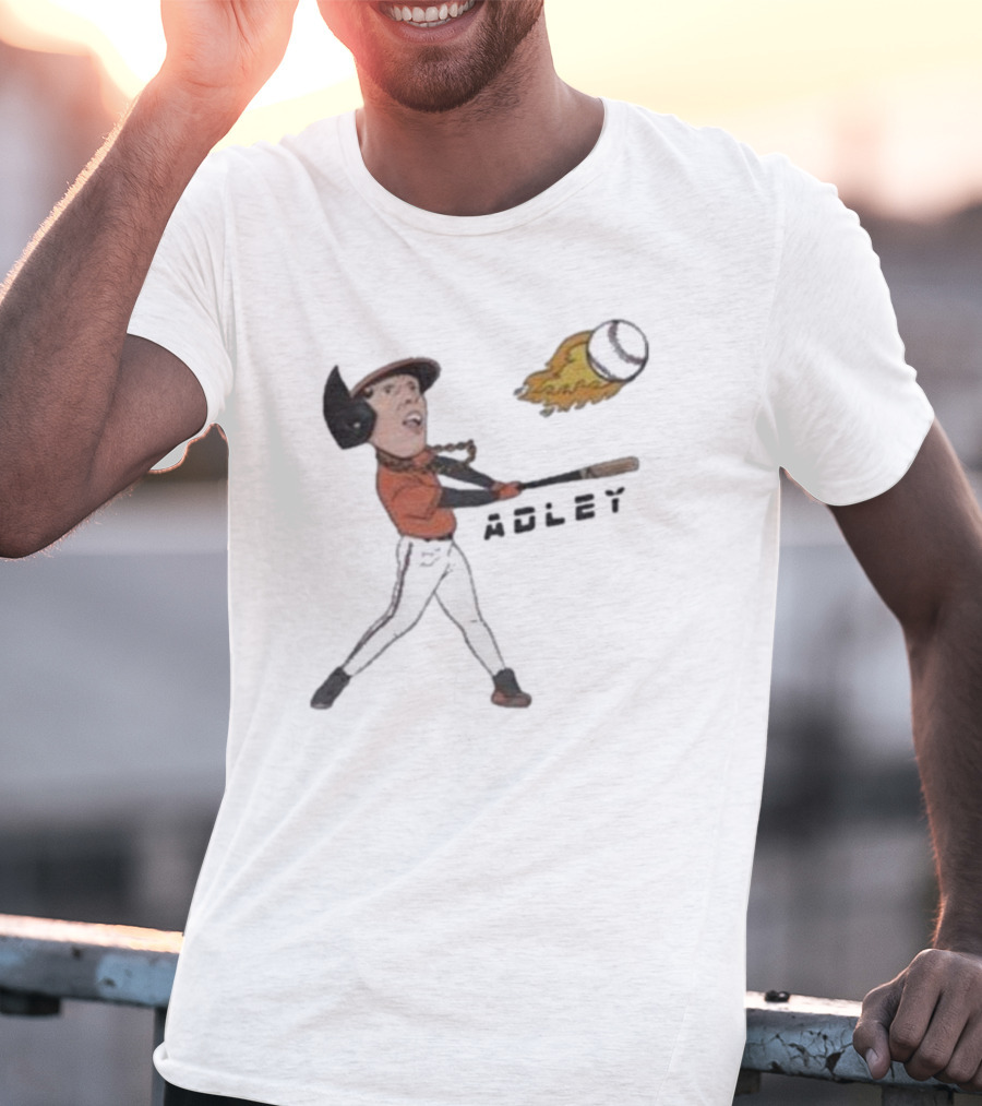 Adley Rutschman Baseball Fire Swing Action T-Shirt