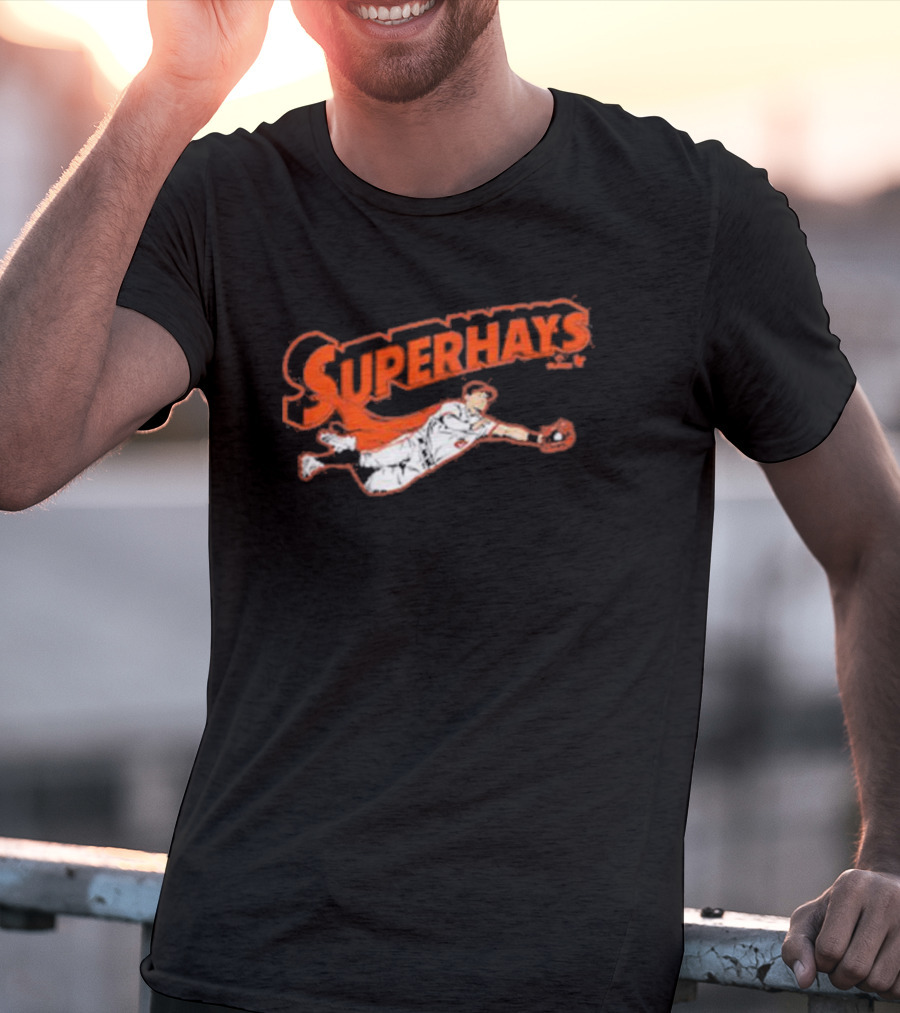 Superhays Austin Hays Baseball Flying Action T-Shirt