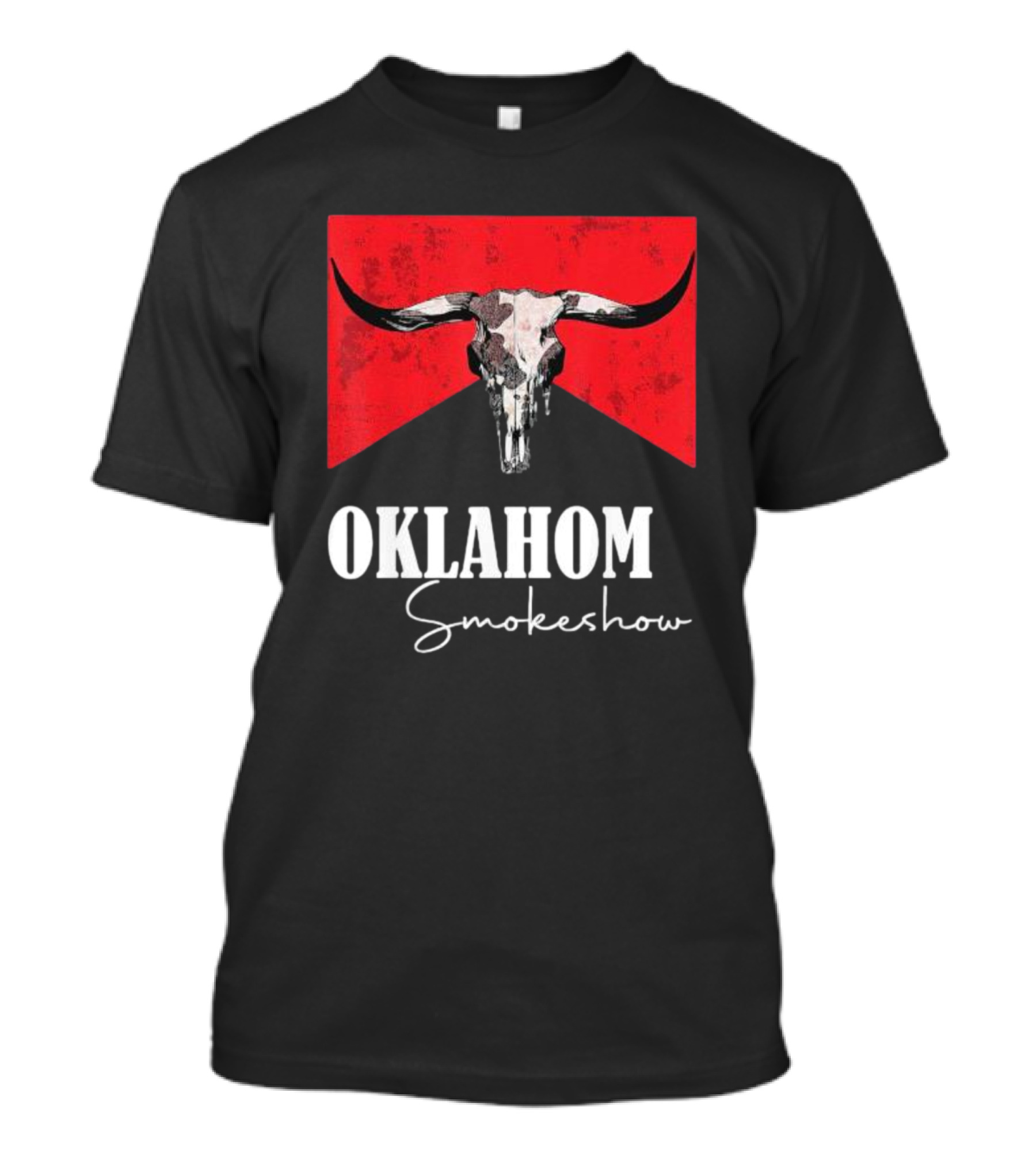 Oklahoma Smokeshow Western Country Boho Bull Skull Cow T-Shirt