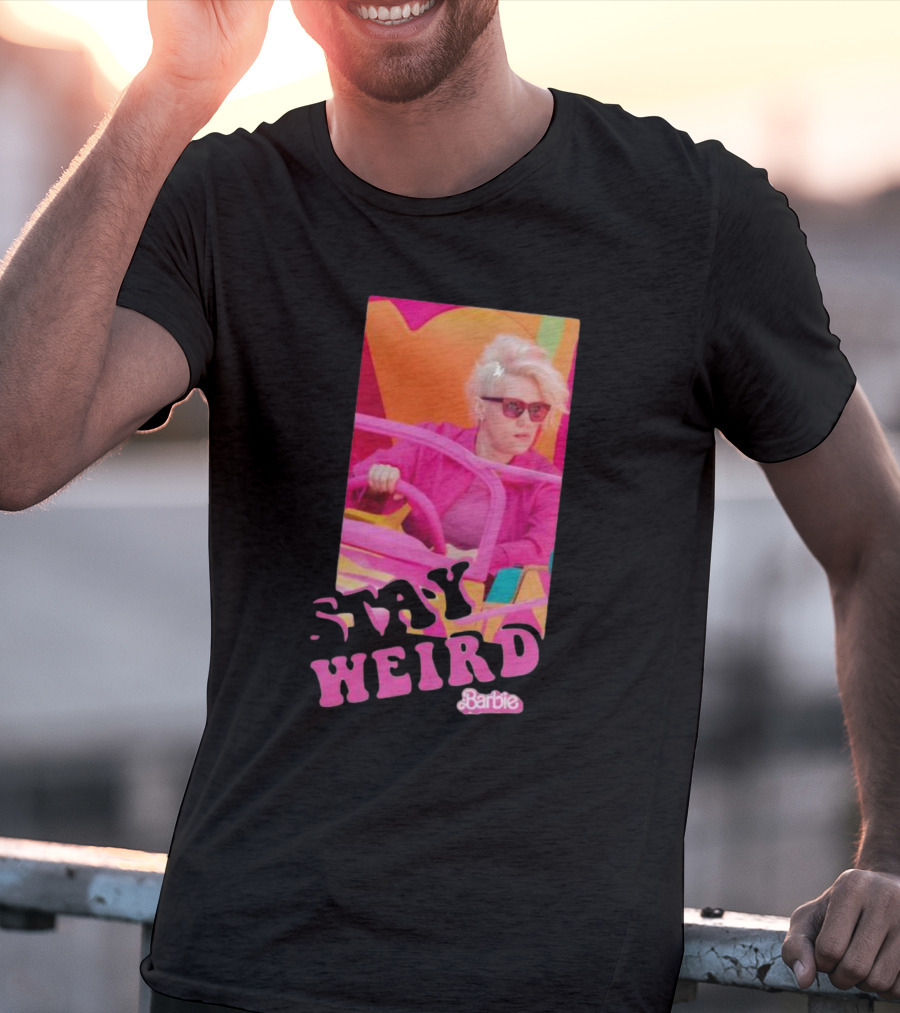 Barbie Movie Stay Weird Pink Jacket Sunglasses T-Shirt