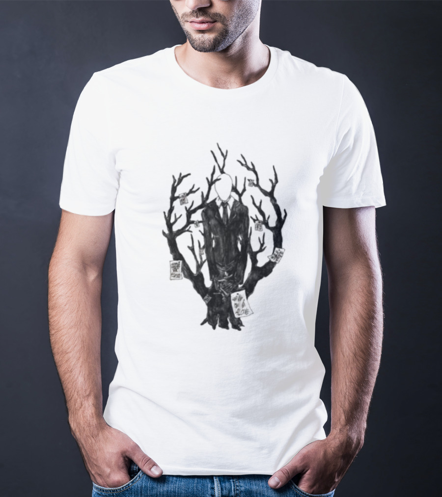Slenderman III Halloween Tree Branches Cards T-Shirt