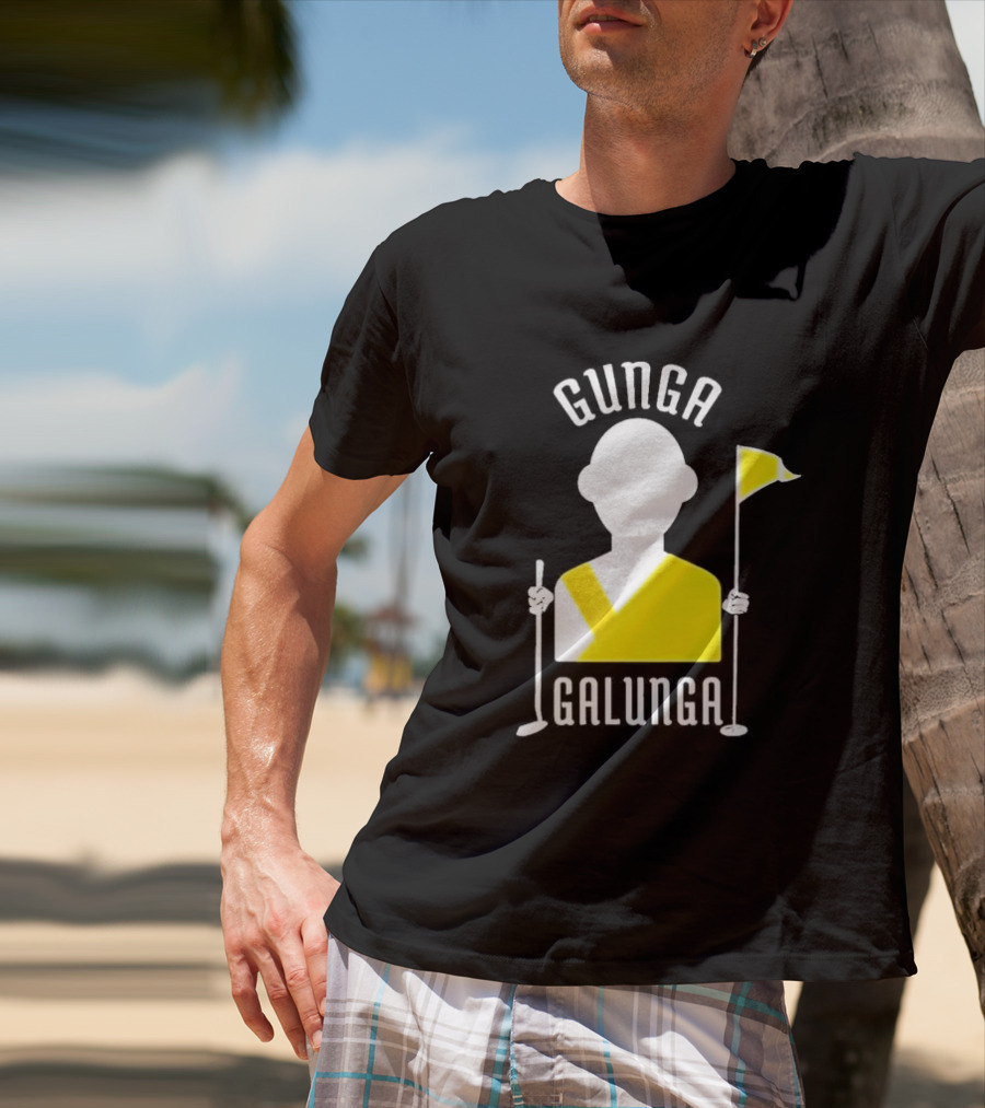 Gunga Galunga Golf Monk Icon With Clubs And Flag T-Shirt