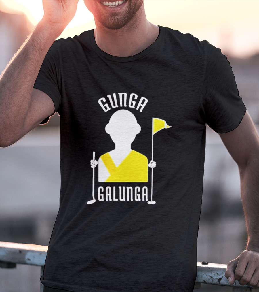 Gunga Galunga Golf Monk Icon With Clubs And Flag T-Shirt