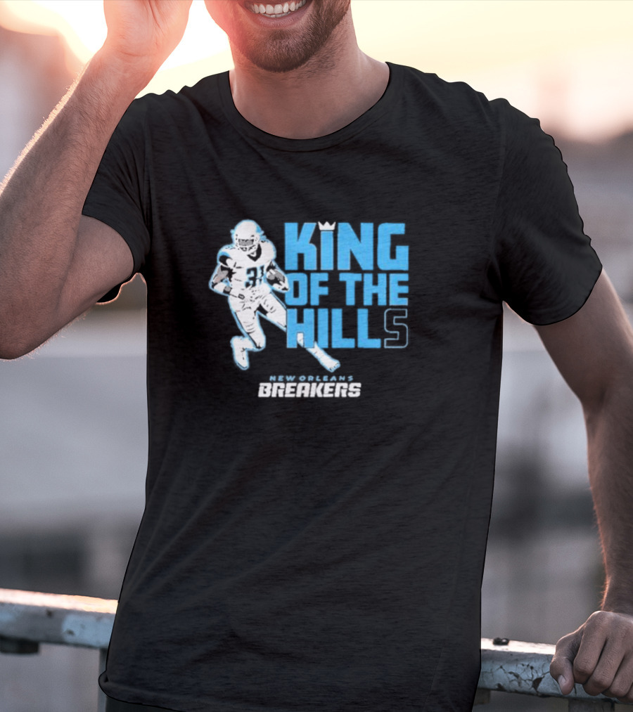 New Orleans Breakers King Of The Hills Football Player Action T-Shirt